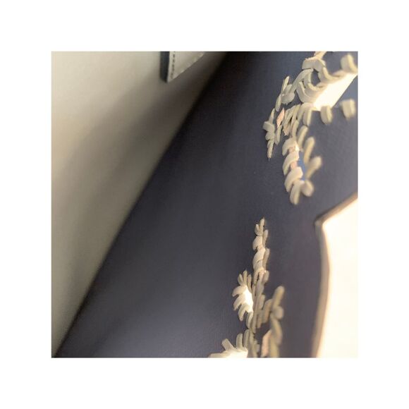 Kate Spade Dusty Blue Scallop Laser Cut Leather Tote Crossbody Bag Purse - Picture 12 of 13